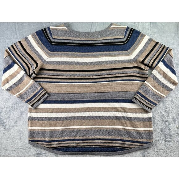 Croft & Barrow Lightweight Sweater Women 1X Multi Striped Long Sleeve Round Neck - Picture 9 of 10